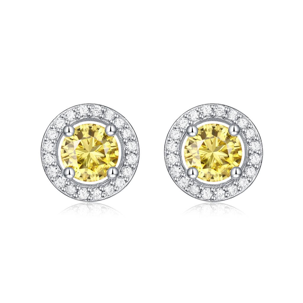 Bague Ringen S925 Silver Earrings Moissanite Gold Round Earrings Fashion Sweet Earrings Gift Silver Jewelry