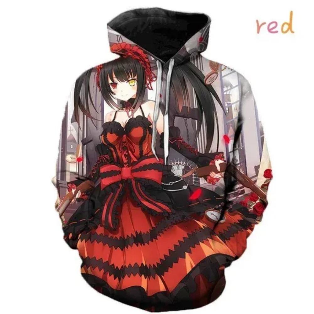 Spring Autumn Cool Girl Street Style Loose Hoodie 3D Printing Anime Theme Hoodie Tokisaki Kuangsan Print Hoodie