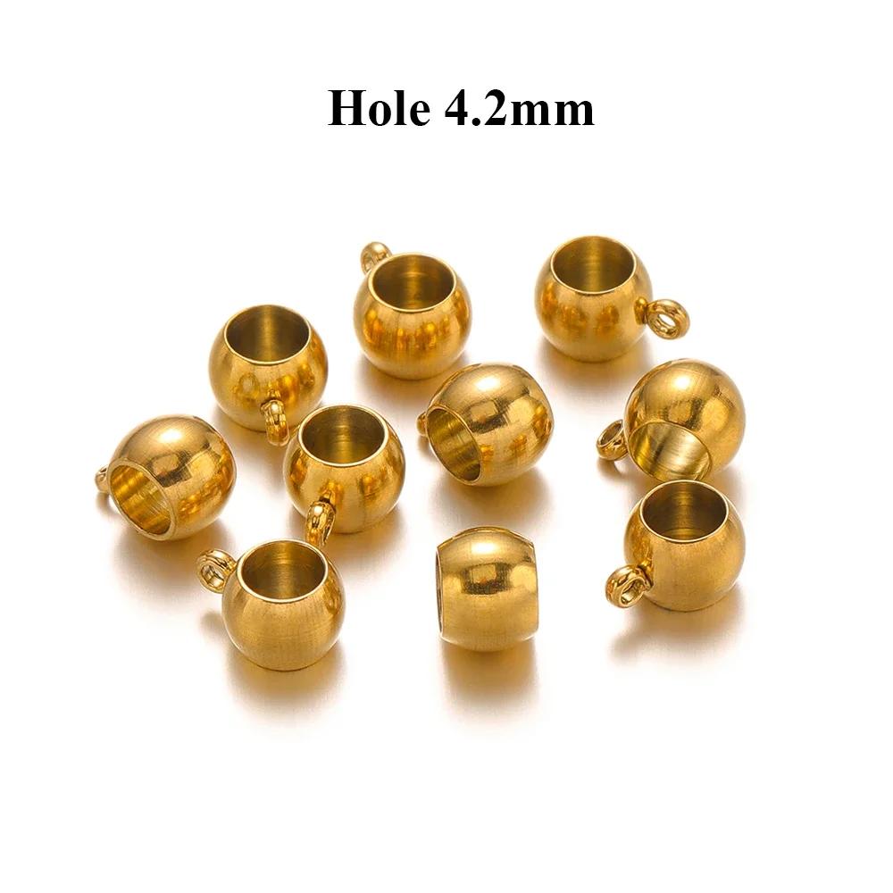 20pcs Stainless Steel Spacer Beads Pendant Charms Clasps Gold Color Bail Beads for DIY Jewelry Making Charms Bracelets 4mm Hole