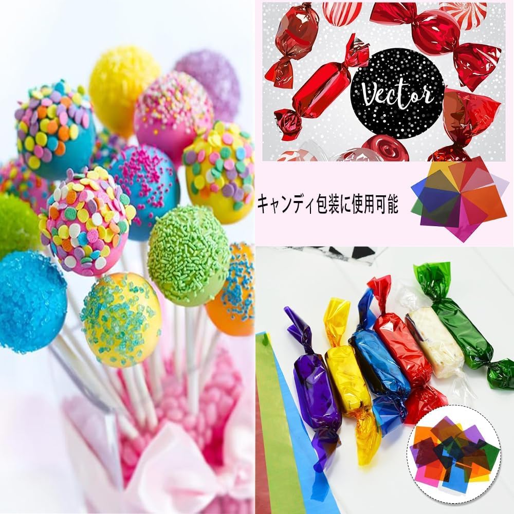 MOCOXYKLXY Cellophane Colored Cellophane Transparent 8 80 DIY Handmade Used for Making Graduation Holiday Paper, Colors, Sheets, 15.5x15.5cm,