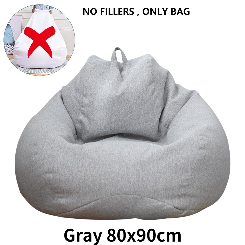 Lazy Sofa Cover Without Filler Linen Cloth Solid Lounger Bean Bag Sofa Covers Pouf Puff Couch Tatami Living Room Beanbags New