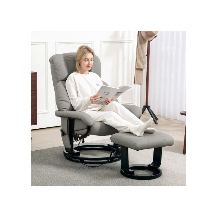 Fauteuil inclinable électrique - MUVOE - Gris - Simili-cuir - Télécommande - Massage bien-être