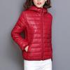 Women Fall Winter Coat Padded Hooded Thick Long Sleeve Warm Solid Color Smooth Slim Fit Zipper Closure Pockets Cardigan Lady Cotton Coat Jacket