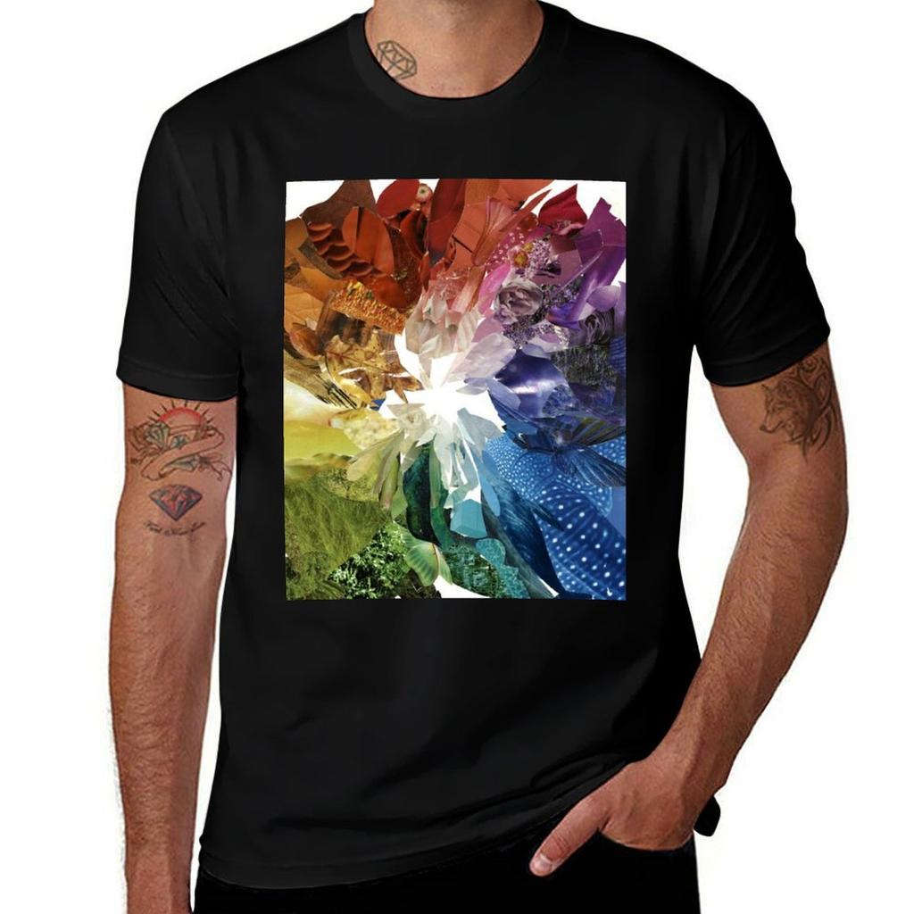 Color Collaged Wheel TShirt Casual Streetwear Short Sleeve Tee
