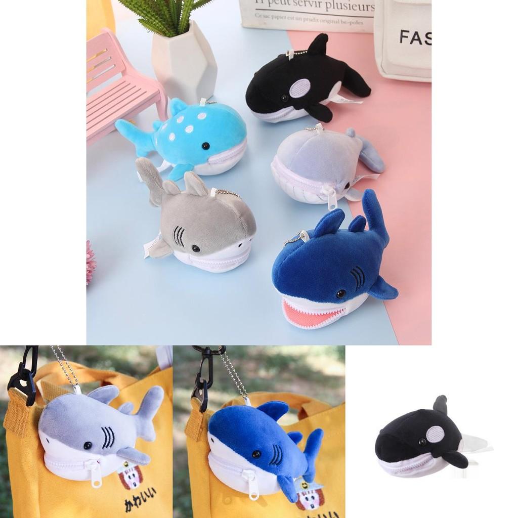 Cute Shark Blue Whale Orcinus Orca Plush Doll Pendant Wallet For Kids And Collectors