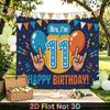 Red 11th Balloon Birthday Backdrop 1pc - Party Supplies