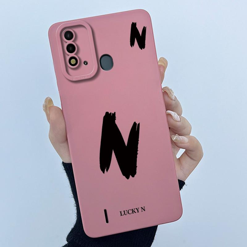 For ITEL Vision 2S P37 P651L P651W Case Cover Lucky Initial Letter Silicone Soft Matte Phone Bumper for ITEL Vision2S P37 Casing