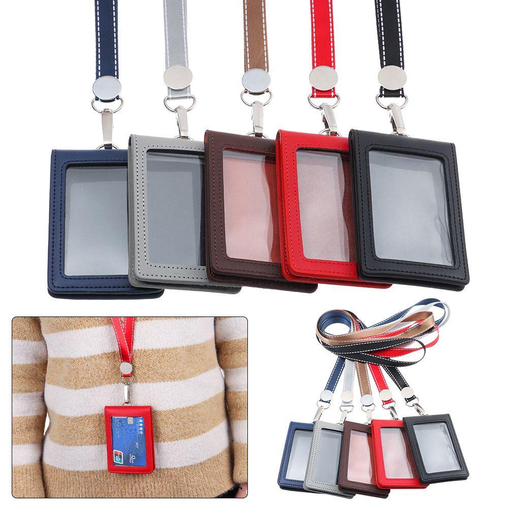 Кожаные двойные катушки для карт, зажим для ремня, держатель для бейджа, шнурок для удостоверения личности, зажим для брелока с именем