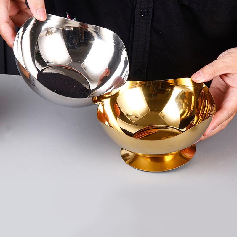 304 Stainless Steel Tall Footed Design Restaurant Ice Cream Bowl Durable Fruit Bowl Creative Salad Bowl Ins Home Accessories