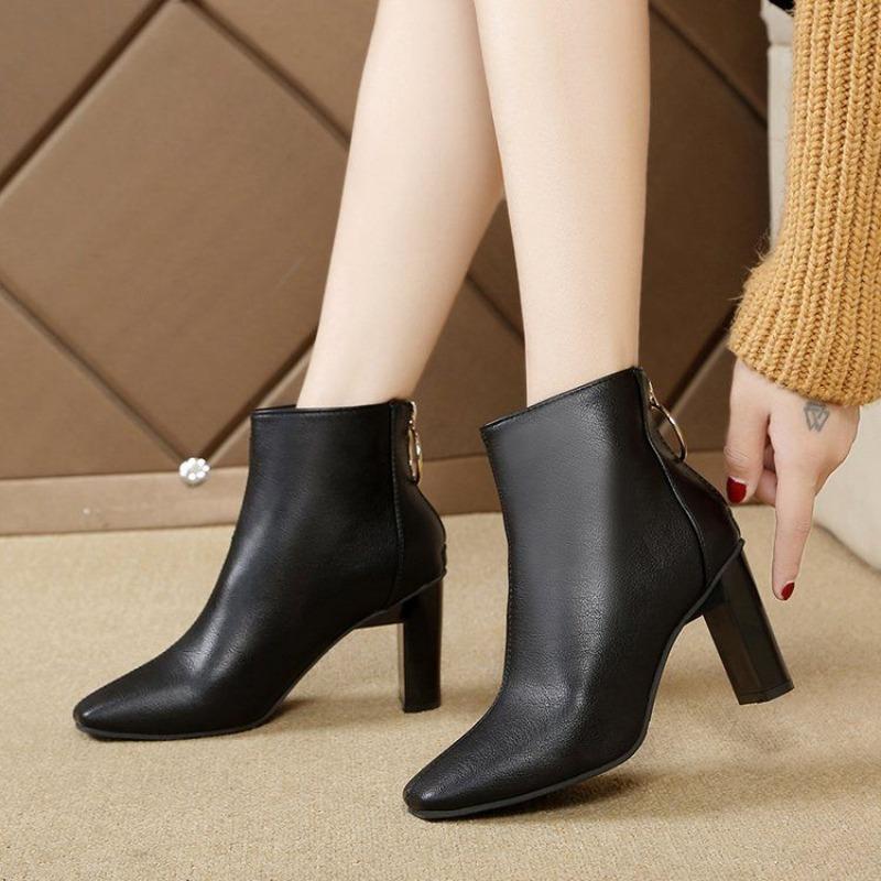 Booties Work Short Shoes for Women Brown Female Ankle Boots Very High Heels Heeled Footwear Y2k Comfortable and Elegant Autumn