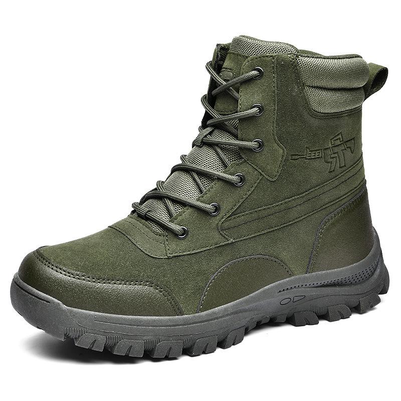 New Spring Outdoor Hiking Shoes Men's Hiking Shoes Off-road Boots Fashionable Thick-soled High-top Military Boots Wear-resistant and Waterproof
