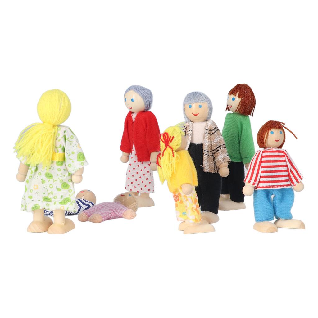Wooden Dollhouse People for Kids Movable Cultivate Imagination Doll House Dolls Family for