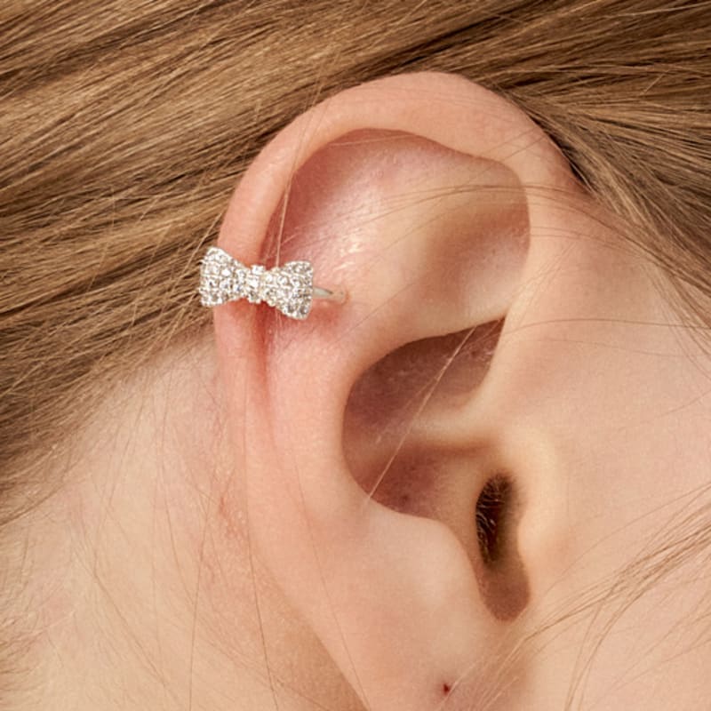 UNI.J [Ie379]Crystal Petit Silver Earcuff