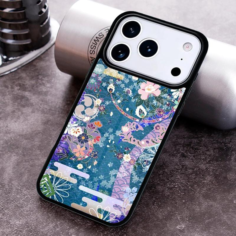 Чехол для телефона с цветочным узором в японском стиле для iPhone 17 16 15 Pro Max Air 14 13 12 11 Plus Ударопрочный чехол