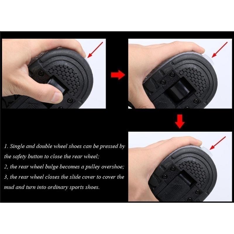 Детские светодиодные кроссовки 4 цветов с двумя / одним колесами, роликовые коньки для мальчиков и девочек, повседневная обувь с роликом, детские игрушки для мальчиков и девочек