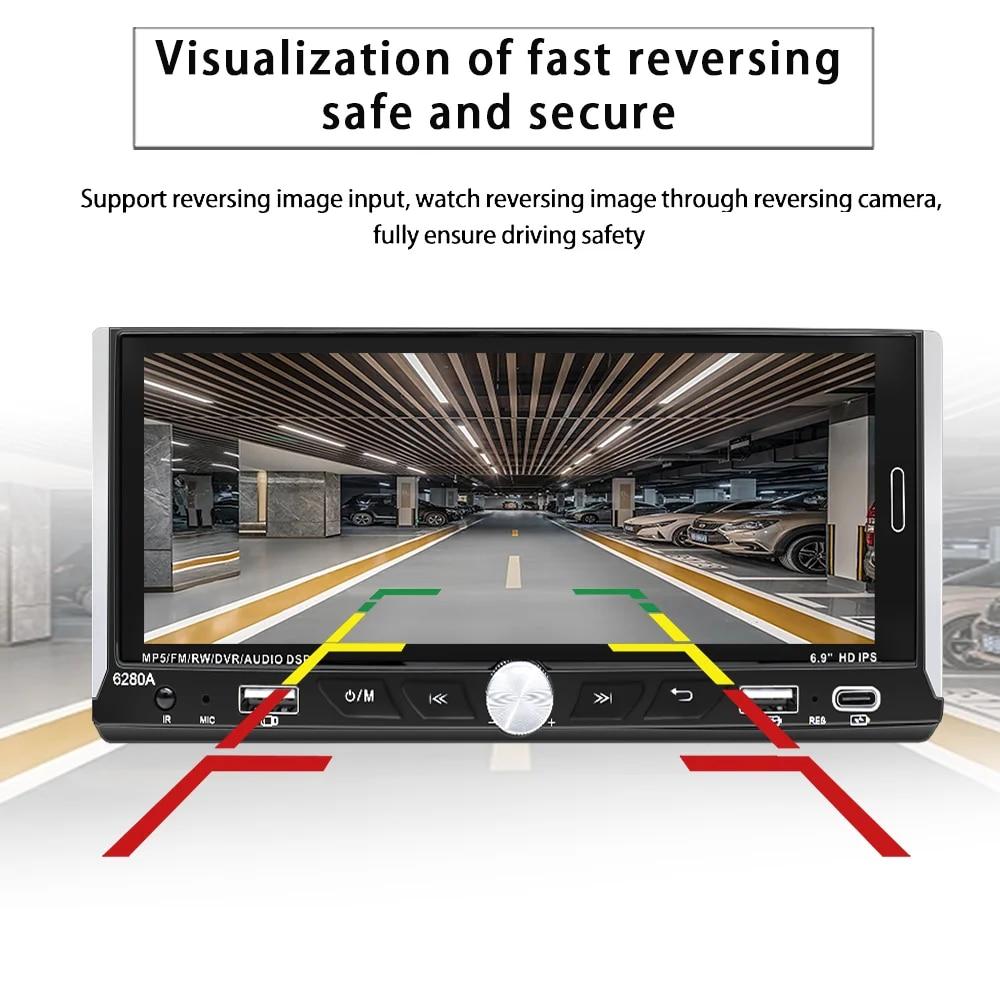 Универсальный автомобильный радиоприемник на базе Android, 1 Din, сенсорный экран 6,9 дюйма, 64 ГБ/2 ГБ, Carplay Android Auto, интеллектуальный мультимедийный плеер, Wi-Fi, GPS-навигация, FM-стерео