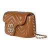 Gucci GG Marmont Brown Leather Chevron Quilted Mini Chain Crossbody Bag For Women Daily Use
