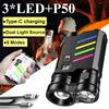 3*LED+P50 двойной источник света фонарик 5 режимов аварийный прожектор уличный кемпинговый фонарь USB перезаряжаемый рабочий фонарь внешний аккумулятор
