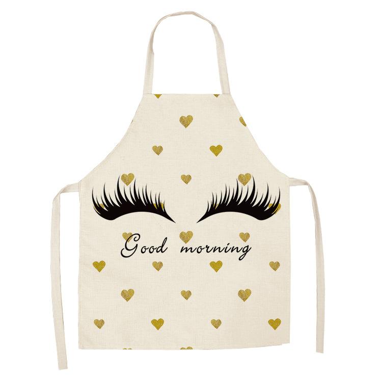 Eyelash Printing Apron Clean Art Sleeveless Home Kitchen Cooking Apron Chef Clothing Cotton Linen Bib for Adults