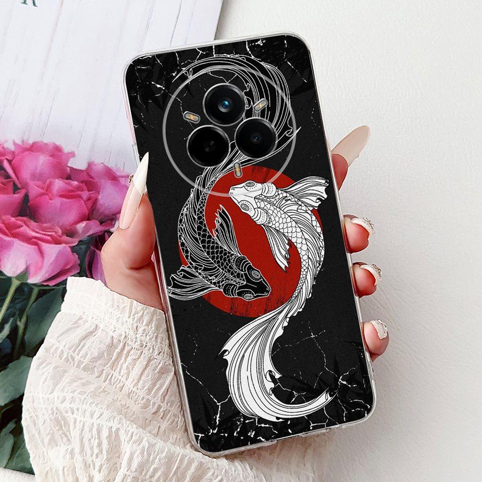 Для Realme 14 Pro 14Pro+ Элегантный чехол для телефона с цветочным принтом и кошкой Для Realme 14 Pro Plus 14Pro 5G Мягкие силиконовые ТПУ чехлы