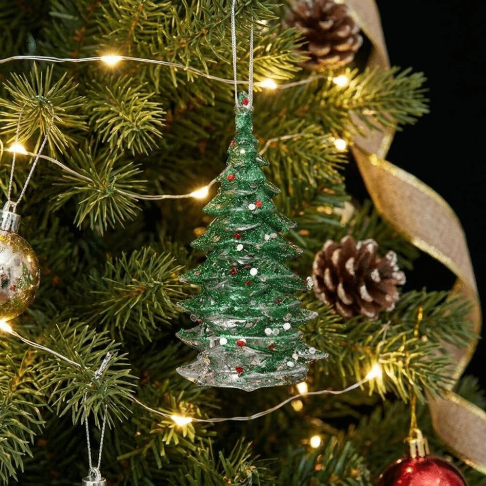 Glitter Dust Finish Christmas Snowflake Ornament Semi-Green Glitter Xmas Tree Ornament Holiday