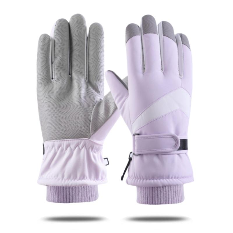 Ski Gloves Men's and Women's Autumn and Winter Windproof Waterproof Outdoor Riding Motorcycle Piled Thickened Warm Finger Gloves