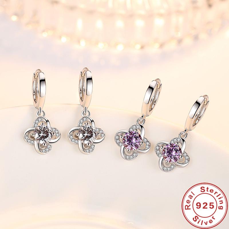 925 Sterling Silver Earrings Eternal Love Design Cubic Zirconia Earrings For Women'S Engagement Jewelry Gifts