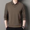 Fake Two-Piece Knitted Sweater Business Casual T-Shirt Loose Men'S Long-Sleeved Polo Shirt Base