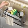 Стойка для сушки посуды из углеродистой стали, самосливная, многофункциональная, держатель для губки, для кухни
