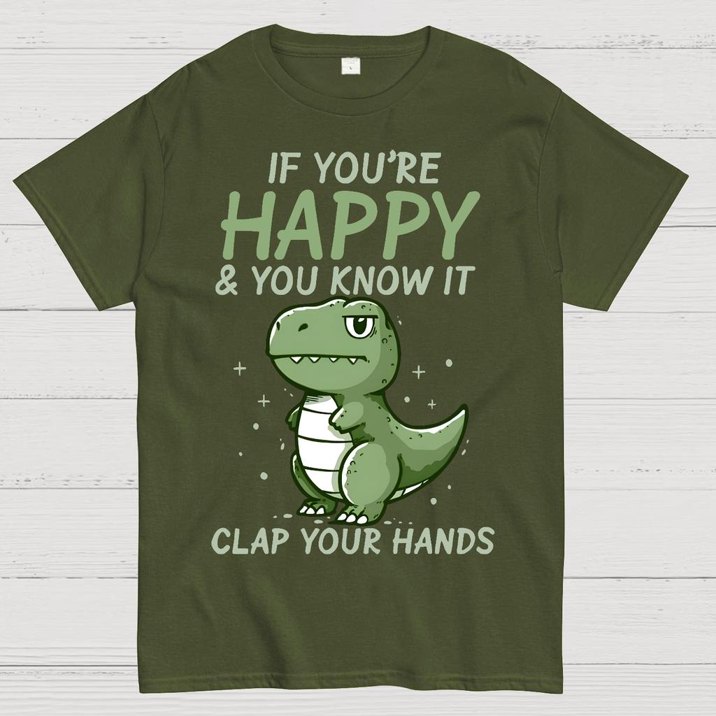 If you are happy, clap your Unisex 100% Cotton Summer Casual Cool Loose T-Shirt