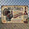 Wild Turkey Bourbon Whiskey Ретро жестяная вывеска Декор стены бара Мужская берлога Паб
