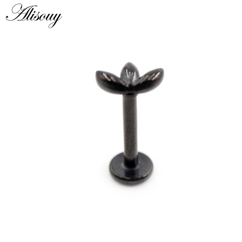 Alisouy 1PC Нержавеющая сталь Собака Следы Лист 16G Tragus Helix Bar Лабрет Губное кольцо Хрящ Ухо Серьги Пирсинг Украшения для тела