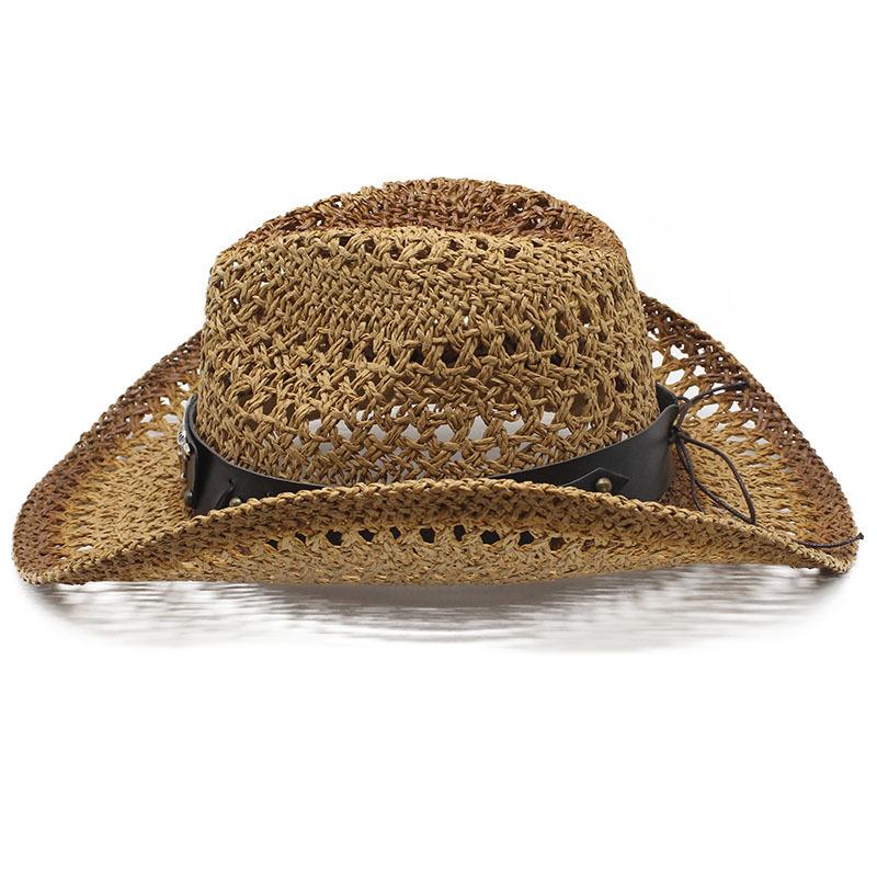 Окрашенная ковбойская шляпа Маран Полая соломенная шляпа Уличная праздничная шляпа от солнца Взбитая шляпа от солнца