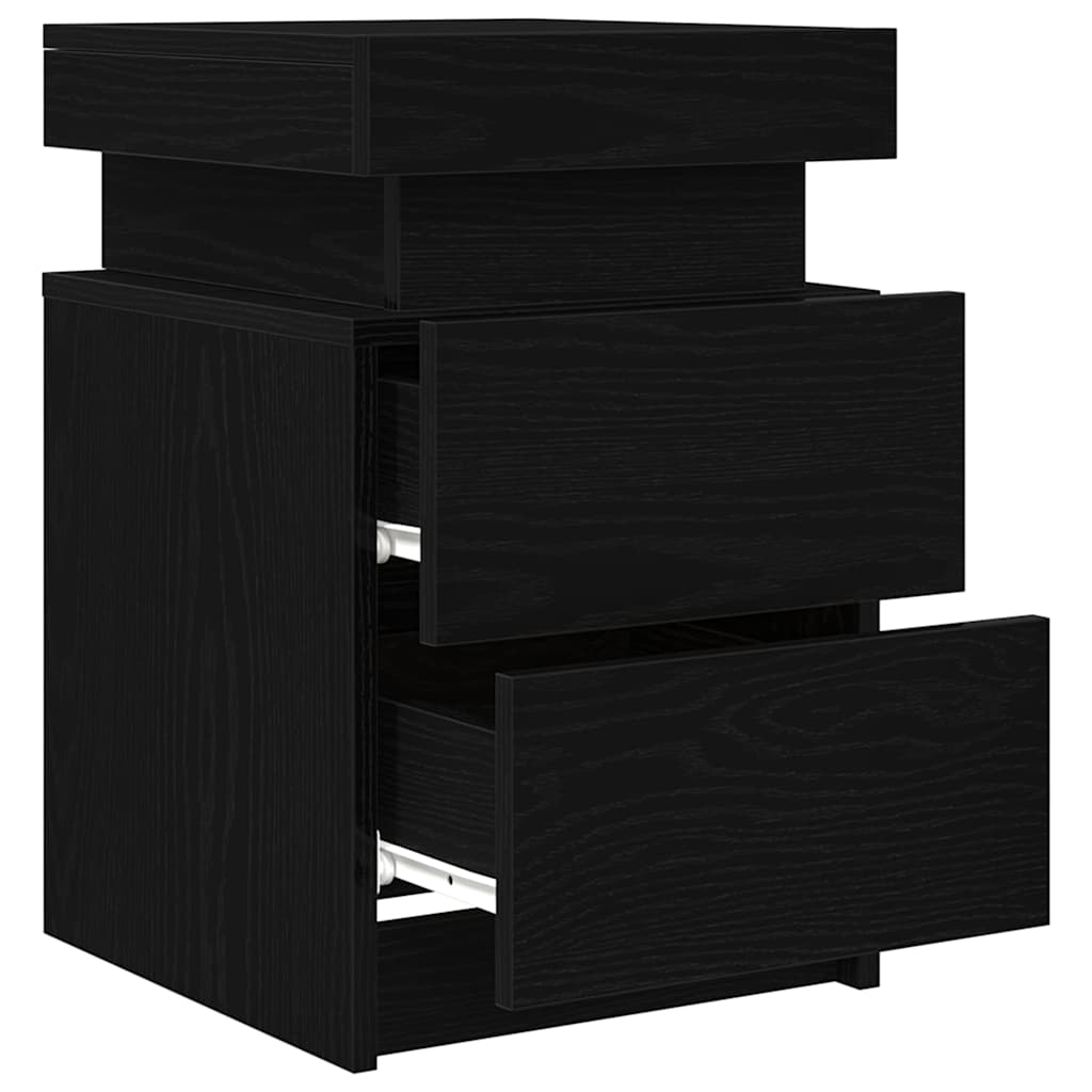 Nightstand Set of 2 Black Oak Effect 35 x 39 x 55 cm