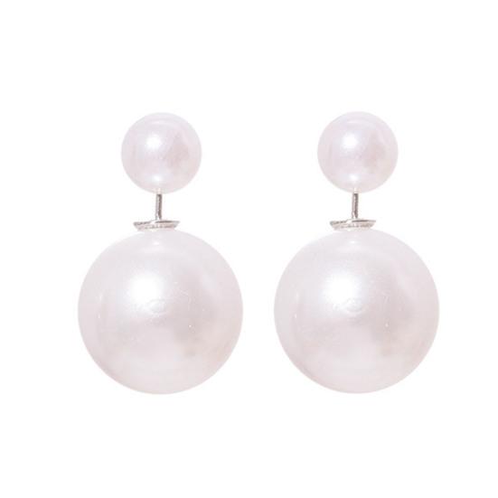 1 Pair Beautiful Ear Studs Minimalist Women Double-sided Big Faux Pearl Stud Earrings Jewelry AVE
