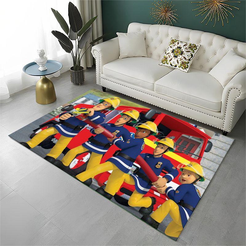 Cartoon Fireman Sam Non-Slip Area Rug for Living Room,Bedroom,Playroom,Soft Carpet Floor Mat Home Decor Rug Room Gift