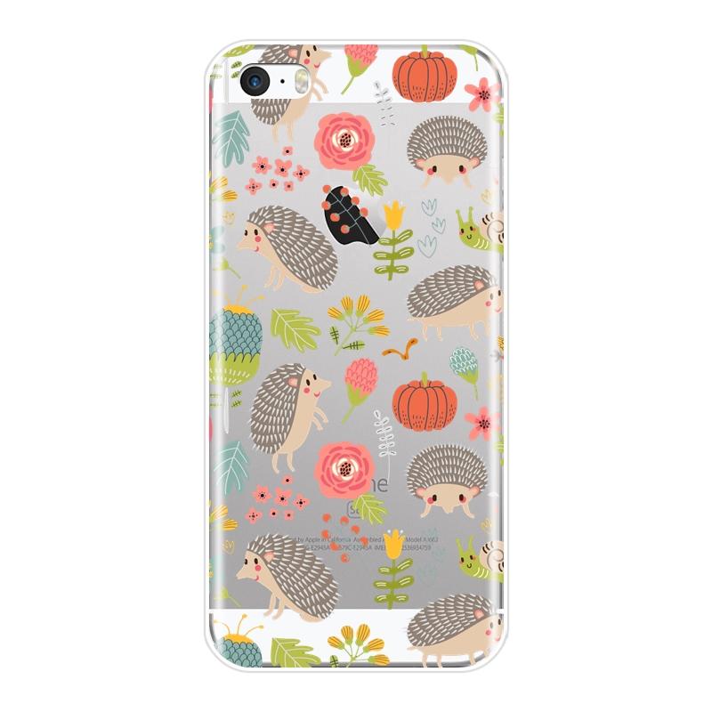 Задняя крышка из ТПУ для Apple iPhone 4 4S 5 5C 5S SE Kawaii Hedgehog Heart Love, милый цветок, мягкий силиконовый чехол для телефона iPhone 4 5 S