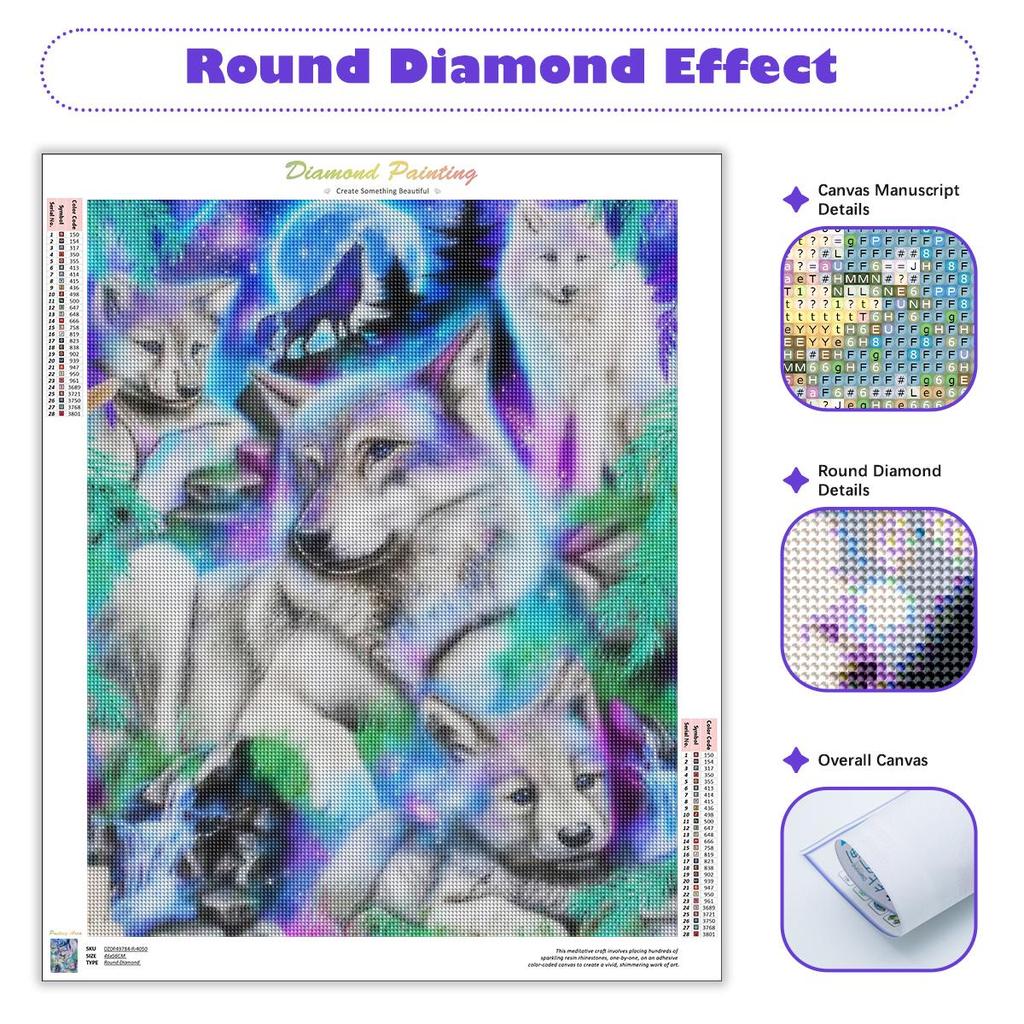 Полный круглый алмаз картина животное волк ремесло комплект полный круглый горный хрусталь Алмазная мозаика подарок украшение дома 30x40 см/12x16 дюймов