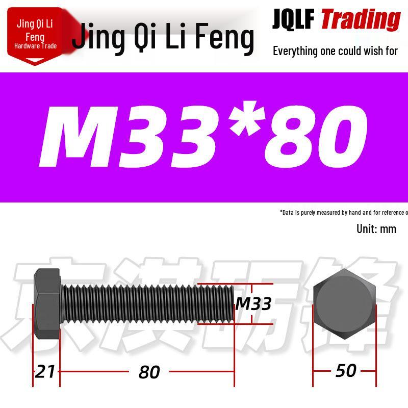 12.9 Grade High-Strength Blackened Hex Bolt M22-M48