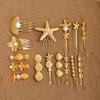 Trendy Gold Color Flower Shell Starfish Hair Clips Y2K Hairpins Women Girls Metal Imitation Pearl Side Headwear Hair Accessories