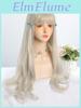 Synthetic Light Wigs Ash Cosplay With Bangs Long 24inch Long Curly Wavy Lolita Halloween Wigs Heat Resistant Fiber Bangs Hair