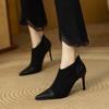 Splicing Thin Heel Short Boots for Women Spring Autumn Sexy Stiletto Heel Pointed Toe Bare Boots Female Ankle Boots Shoes 35-40