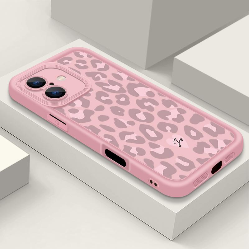 Розовый леопардовый узор с противоударным рисунком для iPhone 16 15 14 Plus 13 12 11 Pro Max Xs Xr 8 7 матовый мягкий чехол из ТПУ для защиты линз от падений