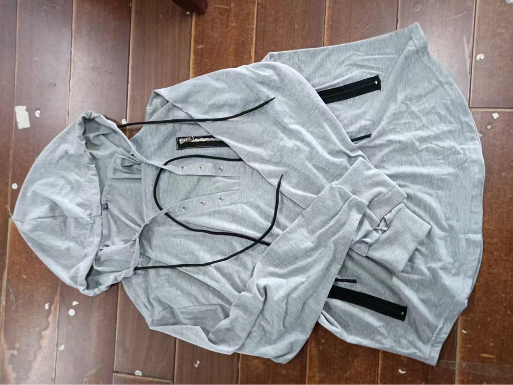 Мужское худи однотонное на шнуровке с карманом на молнии - Весна/Осень Спортивная уличная одежда