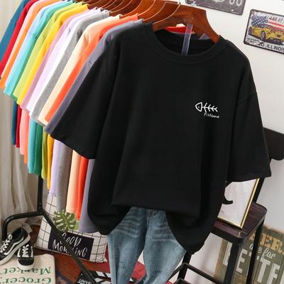 Женская футболка с рисунком из мультфильмов, летняя, большого размера, с коротким рукавом и круглым вырезом, для пар, универсальные однотонные футболки большого размера