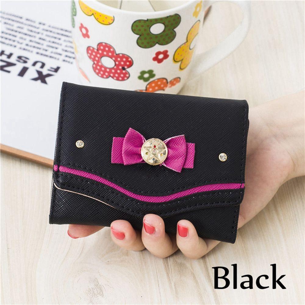 Кошелек Sailor Moon, женский клатч с бантом цвета конфет, кожа PU, кошелек для карт и монет