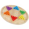 Wooden Dual-Function Checkers Chinese Jump Chess Game Kids Ages 4-6 Educational Strategy Board Toy Family Play