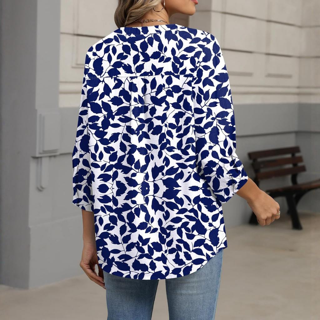 Женская модная повседневная винтажная блузка с принтом