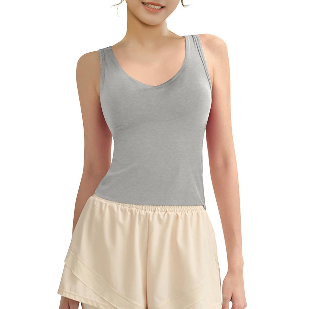 Молодых девушек однотонный цвет чашечки йога нижняя рубашка спортивное нижнее белье жилет