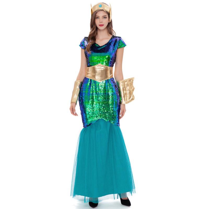 Adult Mermaid Costume Greek Myth Siren Goddess Halloween Party Stage Outfit